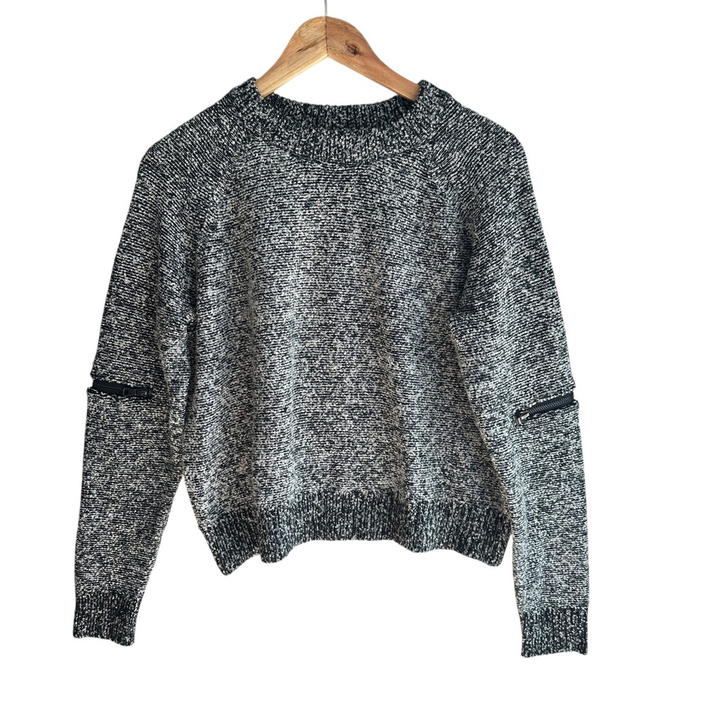 Anthropologie If It Were Me Sweater Textured Knit Black White Pullover Medium